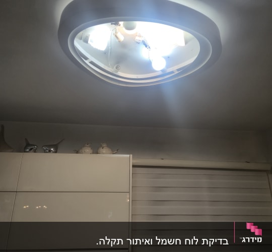 תאורה עגולה מותקנת בתקרה עם נורות חשמל